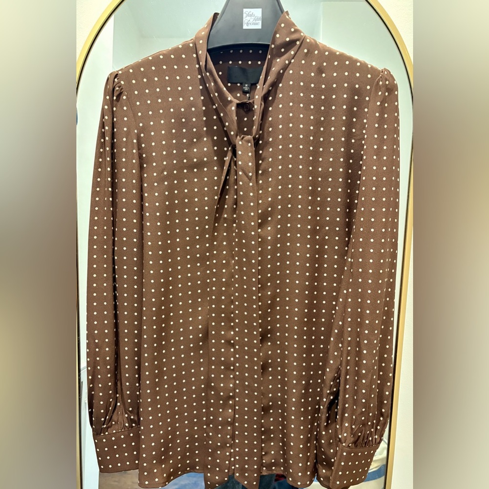 NWT Nili Lotan Carina Polka Dot Silk Top